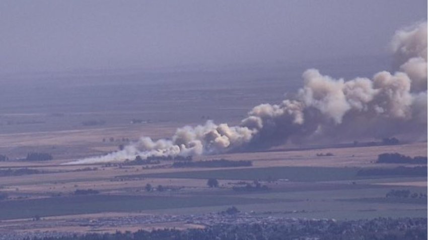 Firefighters battle a brush fire near Vacaville. (Oct. 18, 2024)