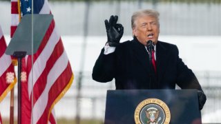 U.S. President Donald Trump speaks during a “Save America Rally” near the White House in Washington, D.C., U.S., on Wednesday, Jan. 6, 2021.