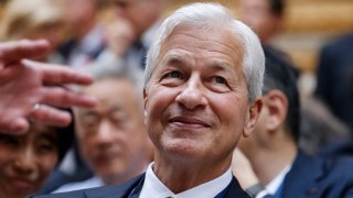 CEO of Chase Jamie Dimon looks on as he attends the seventh “Choose France Summit”, aiming to attract foreign investors to the country, at the Chateau de Versailles, outside Paris, on May 13, 2024.