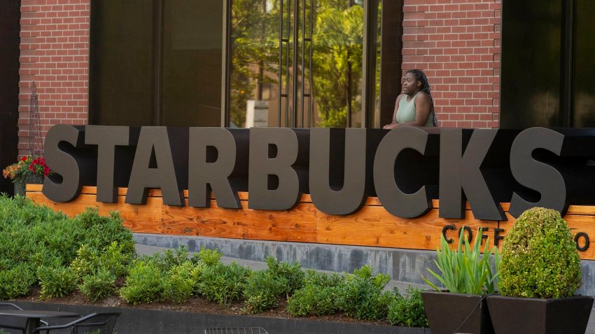 A sign outside of the Starbucks headquarters is seen at Starbucks Center on July 3, 2024 in Seattle, Washington.