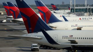 Delta Air Lines planes are seen at John F. Kennedy International Airport on the July 4th weekend in Queens, New York City, U.S., July 2, 2022. 