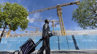 Residential buildings under construction at the Jinmao Palace project, developed by China Jinmao Holdings Group Ltd., in Shanghai, China, on Thursday, Oct. 3, 2024. 