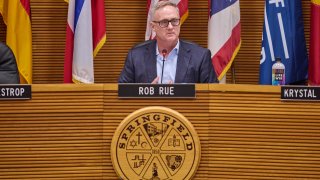 FILE -- Springfield, Ohio Mayor Rob Rue during a town hall about the 2024 presidential election’s focus on the town’s influx of Haitian immigrants, Sept. 24, 2024.