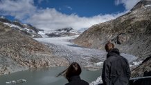 Tourists at the Rhone Glacier