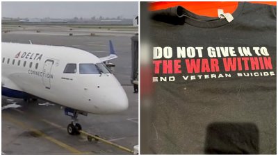 Outrage over Marine veteran removed from flight over t-shirt leads to rush of support for group helping vets