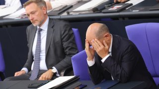 German Chancellor Olaf Scholz and Finance Minister Christian Lindner in the Bundestag on June 26, 2024 in Berlin, Germany.