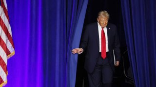Republican presidential nominee and former U.S. President Donald Trump arrives to speak at his rally during the 2024 U.S. Presidential Election, in Palm Beach County Convention Center, in West Palm Beach, Florida, U.S., November 6, 2024.
