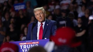 Donald Trump speaks at a rally on Nov. 5, 2024 in Grand Rapids, Michigan.