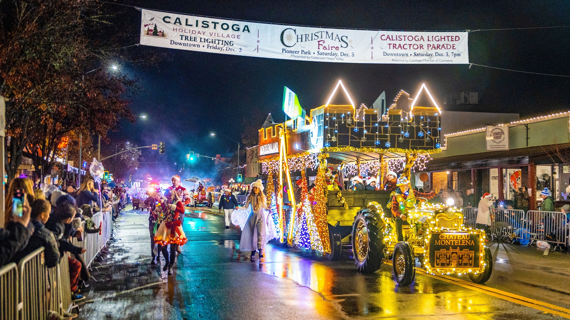 The lighted tractors of Calistoga prepare to powerfully parade NBC