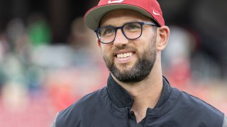 PALO ALTO, CA – SEPTEMBER 30:  Former Stanford and NFL quarterback Andrew Luck is inducted into the Stanford Athletics Hall of Fame at halftime of a Pac-12 NCAA college football game between the Stanford Cardinal and the Oregon Ducks on September 30, 2023 at Stanford Stadium in Palo Alto, California.  (Photo by David Madison/Getty Images)