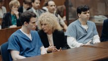 From left to right; Erik Menendez with his attorney, Leslie Abramson and Lyle Menendez in Los Angeles, Calif on March 9, 1994.