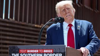 President-elect Donald Trump speaks about immigration and border security near Coronado National Memorial in Montezuma Pass, Arizona, on Aug. 22, 2024.