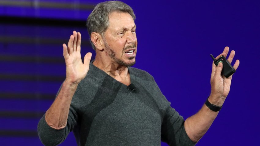 Oracle chairman and chief technology officer Larry Ellison speaks at the Oracle OpenWorld conference in San Francisco on Sept. 16, 2019.