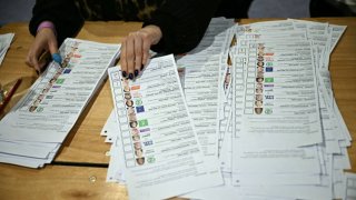 Ballot papers are counted at the Dublin RDS centre, in Dublin, on December 1, 2024, on the second day of counting ballots in the Irish General Election.