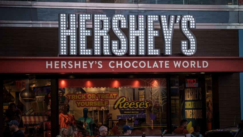 The logo of Hersheys ,taken in Manhattan. 