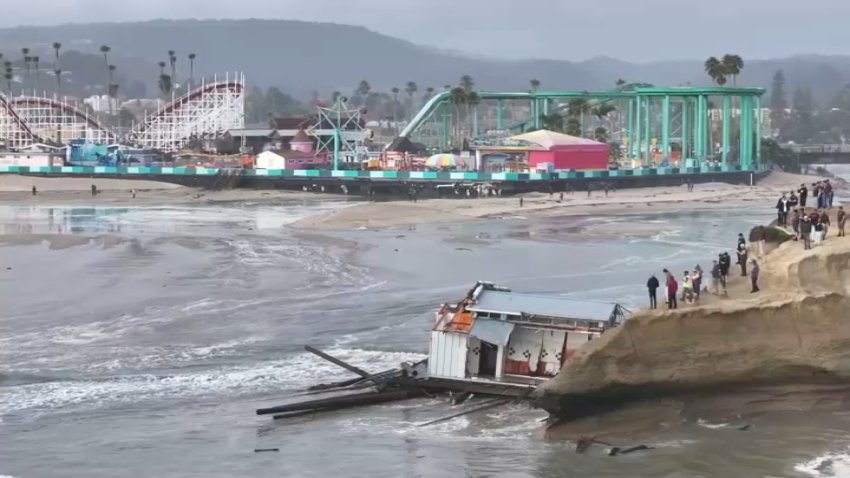 Portion of the Santa Cruz Wharf collapsed on Monday, Dec. 23, 2024.