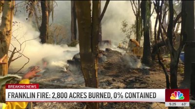 Franklin Fire: A home on Serra Road in Malibu destroyed