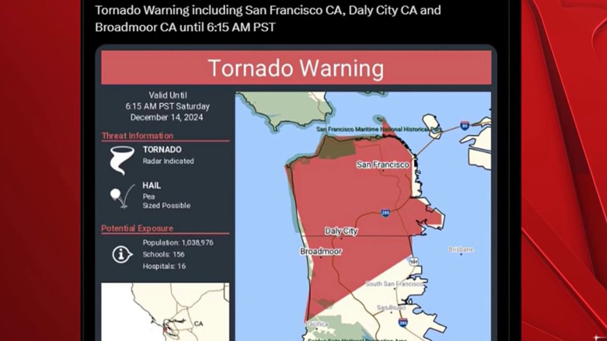 Tornado warning lifted for san francisco part of san mateo county