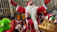 Revellers take part in SantaCon, Saturday, Dec. 14, 2024, in New York.