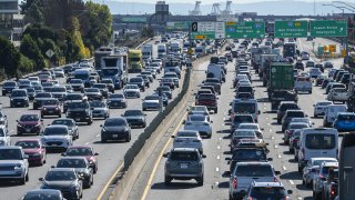Traffic moves along Interstate 80 in Emeryville.