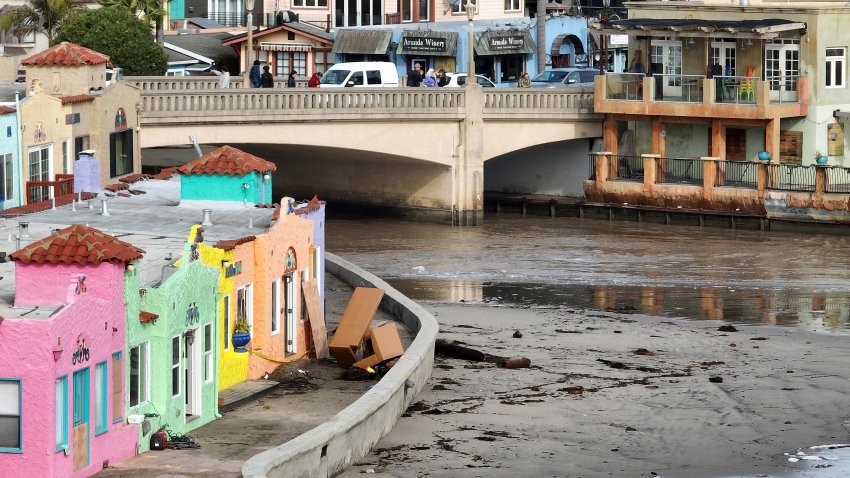 Damage from a powerful storm is visible in Capitola.