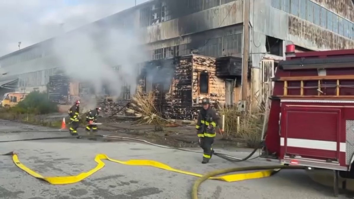 Crews knock down fire at building in San Francisco's Hunter's Point Naval Shipyard