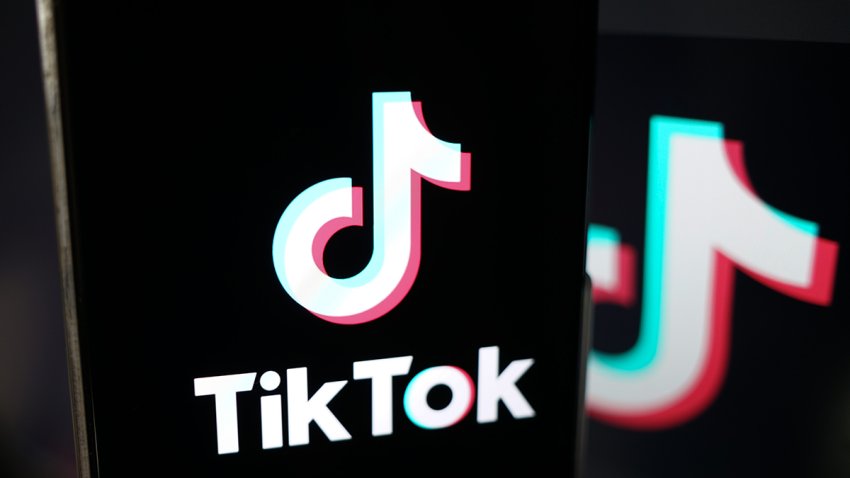 A Tiktok logo is seen in Shanghai, China, Dec. 24, 2024.