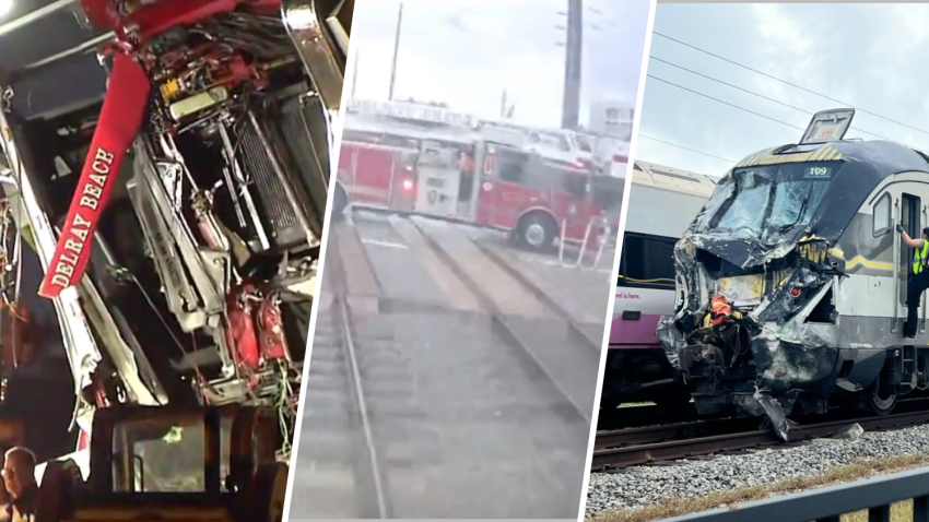 Three firefighters and a dozen passengers were injured in Florida on Saturday when a fire truck with its lights flashing drove around rail crossing arms and into the path of a high-speed passenger train after waiting for another train to pass, according to video of the incident and a person briefed on what happened.