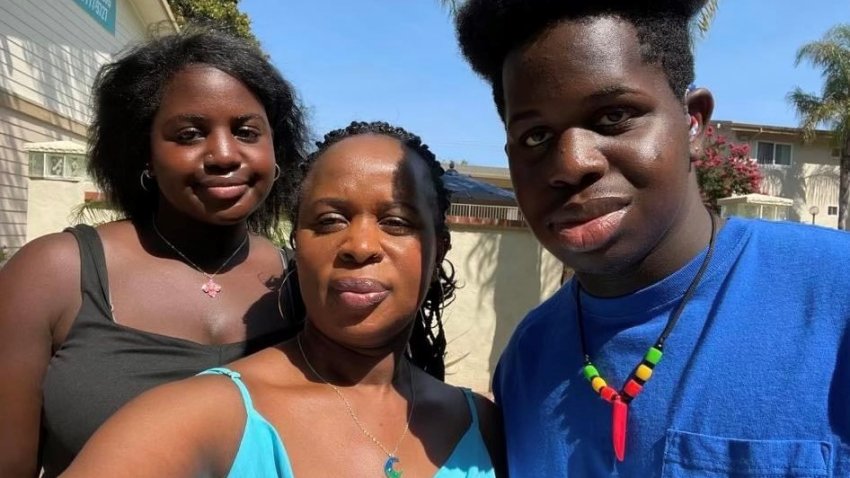 Ibrahim Barrie (right), his mother (middle), and sister (left).