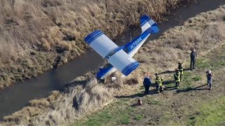 A small plane wrecked at an air field near Novato. (Dec. 2, 2024)