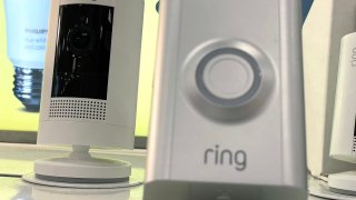Ring security cameras are displayed on a shelf at a Target store on June 01, 2023 in Novato, California.