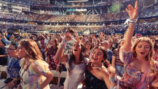 Fans enjoy Taylor Swift’s performance during The Eras Tour at SoFi Stadium in Inglewood Monday, Aug. 7, 2023.
