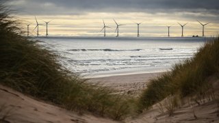 A photograph taken on October 29, 2024 shows a general view of Trump International Golf Links and its sand dunes, in Balmedie, Aberdeenshire, Scotland as construction works are underway for a second golf course on the estate built on sand dunes.