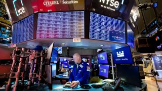 Traders work on the floor of the New York Stock Exchange on Jan. 10, 2025, in New York City.