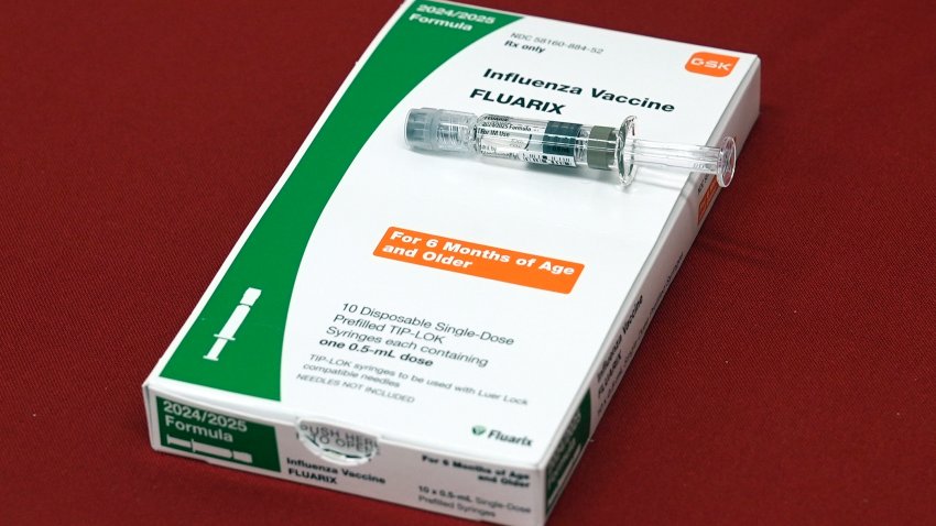 FILE – A flu vaccine is displayed at a pharmacy in New York, on Tuesday, Sept. 24, 2024.