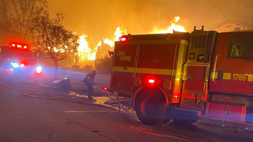 Cal Fire CZU strike team battling a fire in Southern California.