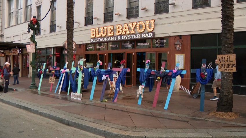 Memorials on Bourbon Street in New Orleans.