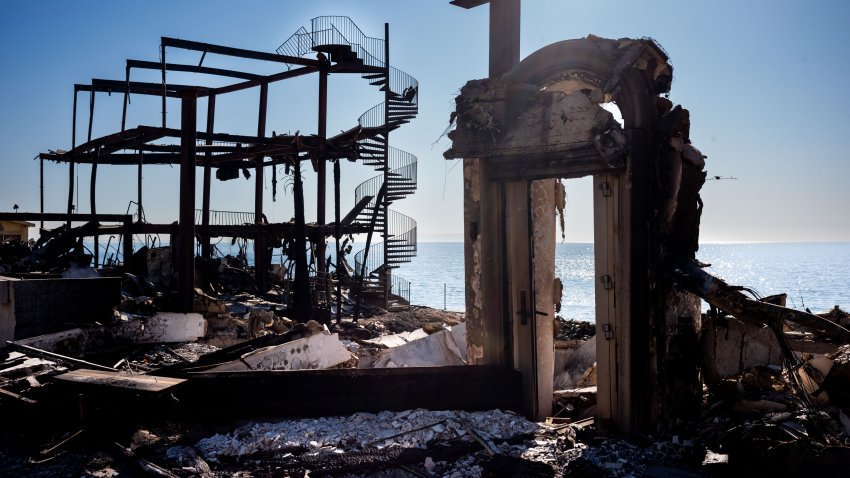 The remains of beach front homes