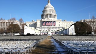 Chairs are setup on the National Mall