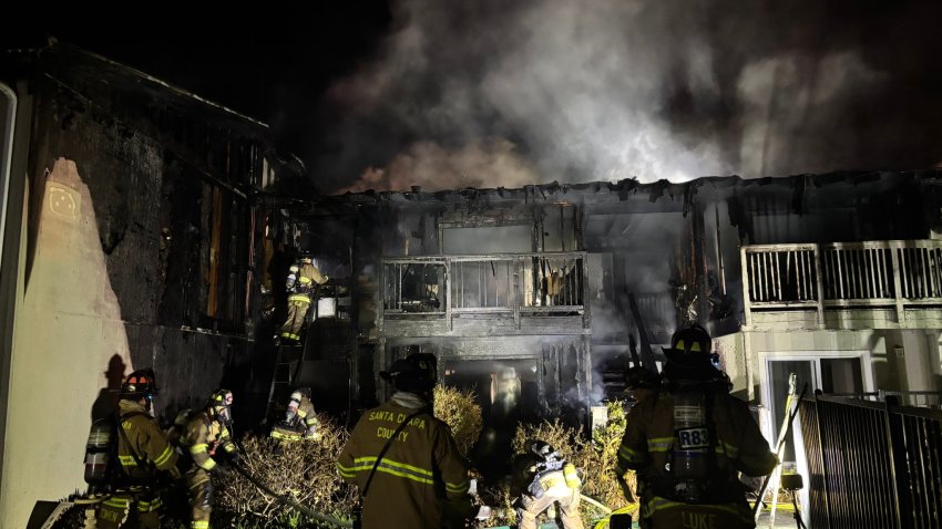 Firefighters in Campbell battled a two-alarm structure fire in an apartment complex Tuesday night, police said. (Courtesy: Santa Clara County Fire)