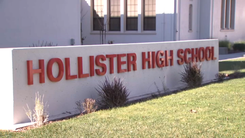 Hollister High School sign.