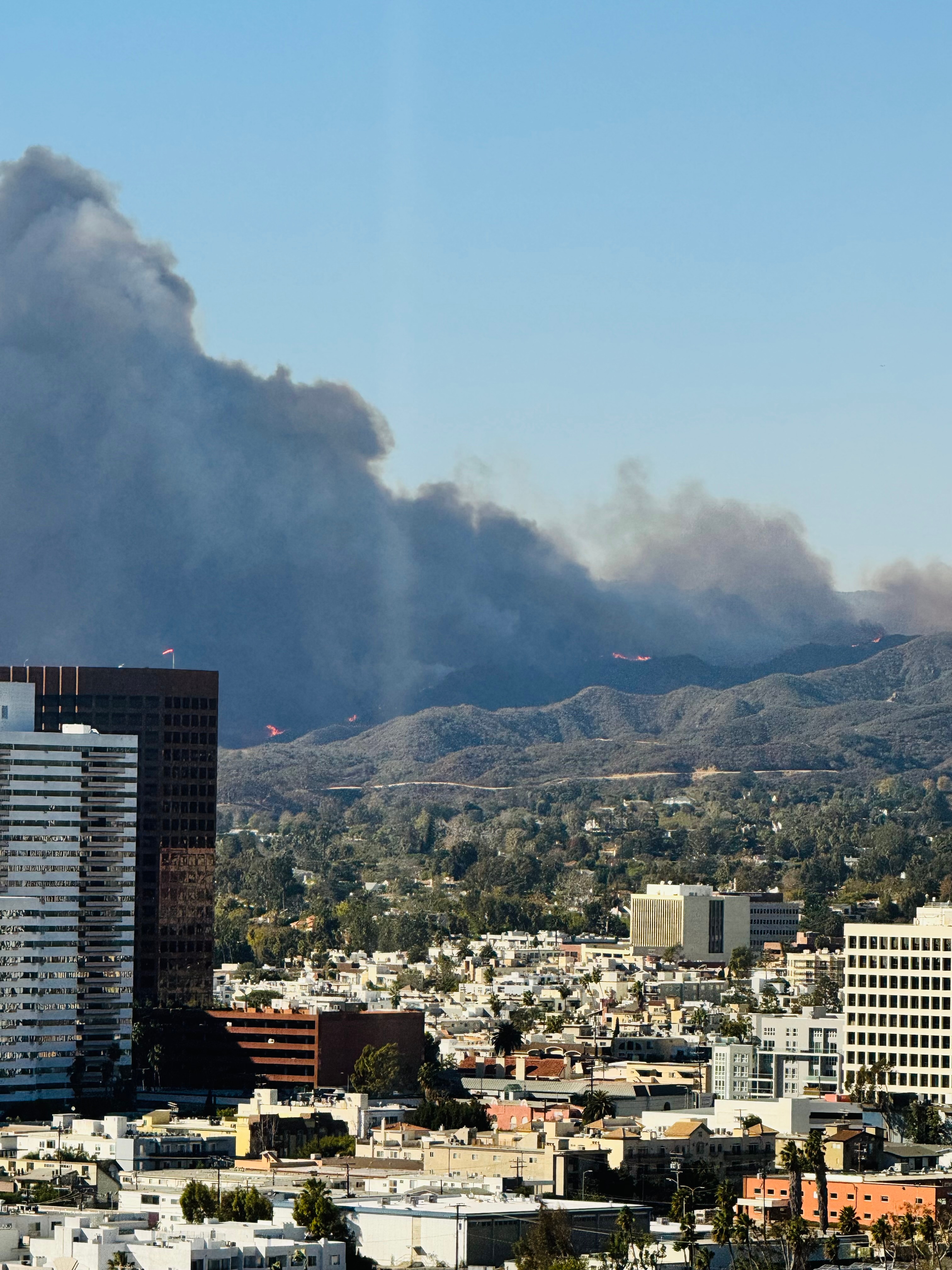 A view of the Palisades Fire on the LA County coast Jan. 7, 2025.