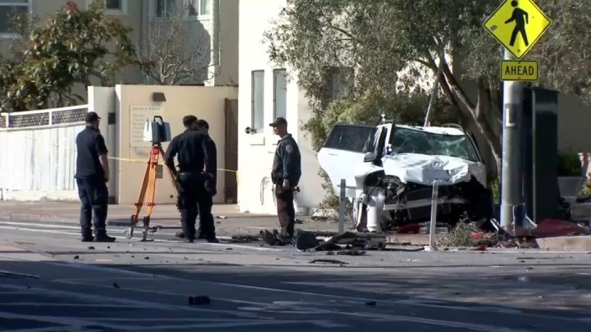 The aftermath of a quadruple-fatal crash in San Francisco in March 2024.