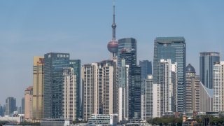 The city skyline of Lujiazui Shanghai Center in China, on March 13, 2024.
