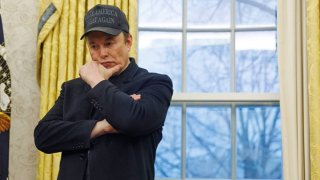 Elon Musk, CEO of Tesla Inc., in the Oval Office of the White House in Washington, D.C., on Feb. 11, 2025.