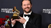Jason Carter, grandson of former US President Jimmy Carter poses in the press room with the Grammy for Best Audio Book, Narration and Storytelling Recording for "Last Sundays in Plains: A Centennial Celebration Jimmy Carter" during the 67th Annual Grammy Awards at the Crypto.com Arena in Los Angeles on February 2, 2025. (Photo by Frederic J. Brown / AFP) / RESTRICTED TO EDITORIAL USE (Photo by FREDERIC J. BROWN/AFP via Getty Images)