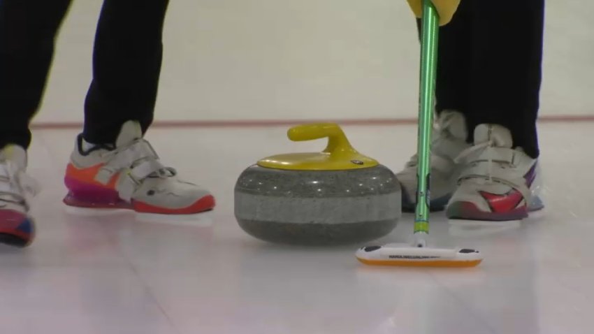 A curling stone at the San Francisco Bay Area Curling Club.