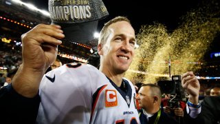 Peyton Manning of the Denver Broncos celebrates after defeating the Carolina Panthers during Super Bowl 50 at Levi’s Stadium on February 7, 2016 in Santa Clara, California.