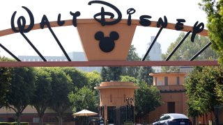 The main gate at The Walt Disney Studios in Burbank, California, on Sept. 25, 2023.