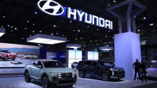 The Hyundai display at the New York International Auto Show on March 28, 2024.